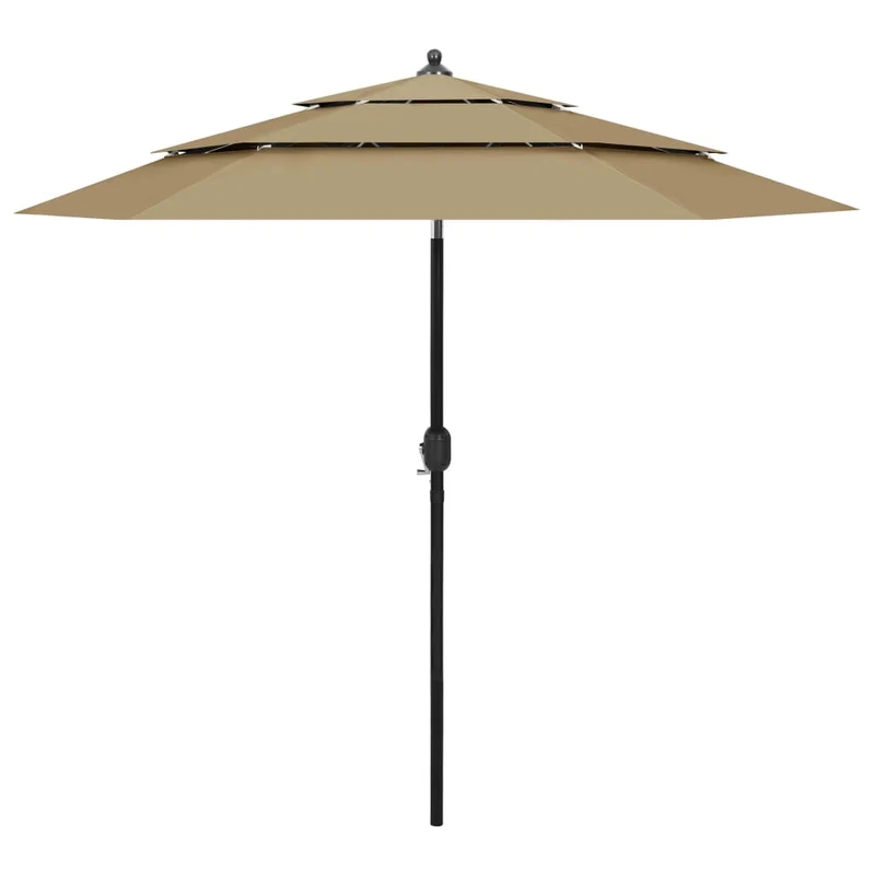 Parasol à 3 niveau x avec mât en aluminium 2,5 m taupe 02_0008768