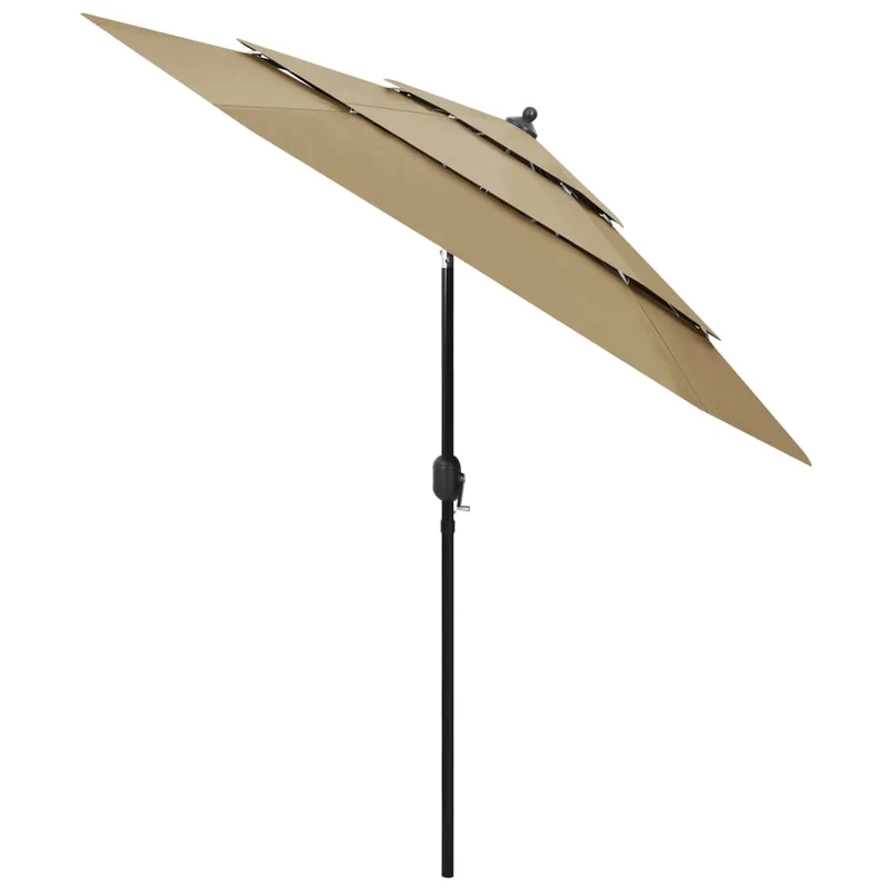 Parasol à 3 niveau x avec mât en aluminium 2,5 m taupe 02_0008768