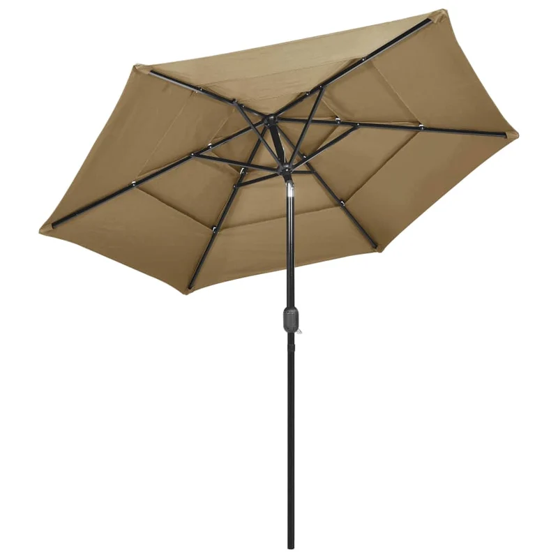 Parasol à 3 niveau x avec mât en aluminium 2,5 m taupe 02_0008768