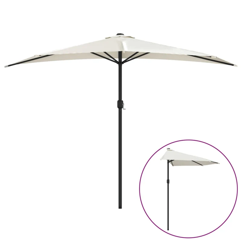 Parasol de balcon avec mât en aluminium 300 x 150 cm demi sable 02_0008305