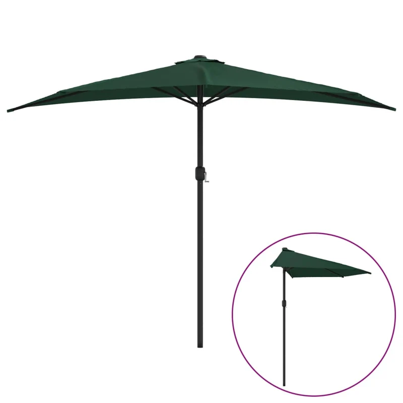 Parasol de balcon avec mât en aluminium vert 300 x 150 cm demi 02_0008309