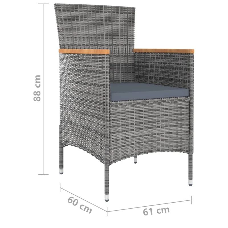 Ensemble de salle à manger de jardin meuble extérieur 9 pièces avec coussins gris 02_0014072