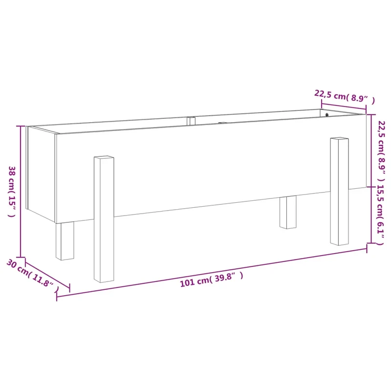 Lit surélevé de jardin 101 x 30 x 38 cm espace décoratif moderne en bois de pin blanc 02_0048497