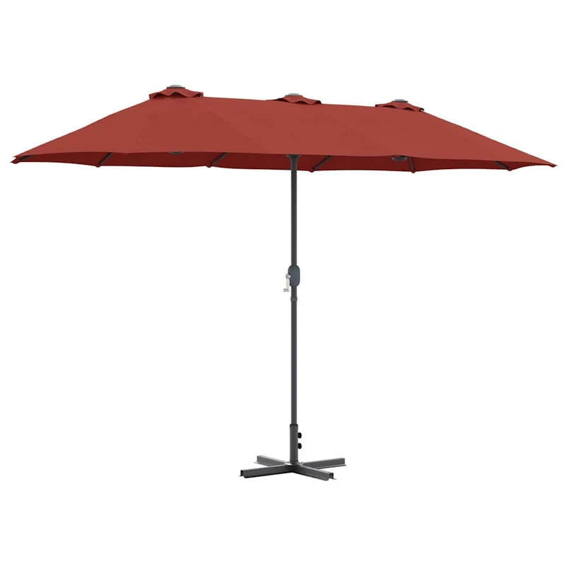 Parasol de jardin pliant moderne 370 x 197 x 239 cm pratique durable ambiance contemporaine en polyester terre cuite 02_0058746