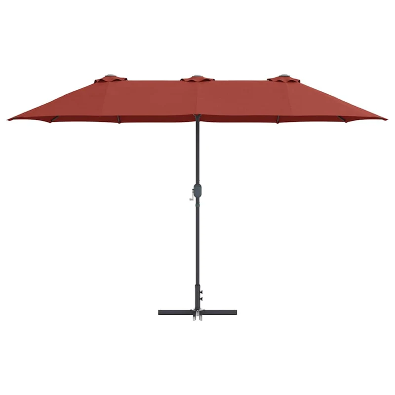 Parasol de jardin pliant moderne 370 x 197 x 239 cm pratique durable ambiance contemporaine en polyester terre cuite 02_0058746