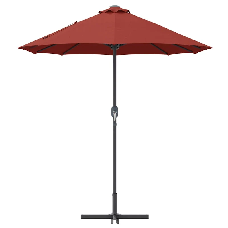 Parasol de jardin pliant moderne 370 x 197 x 239 cm pratique durable ambiance contemporaine en polyester terre cuite 02_0058746