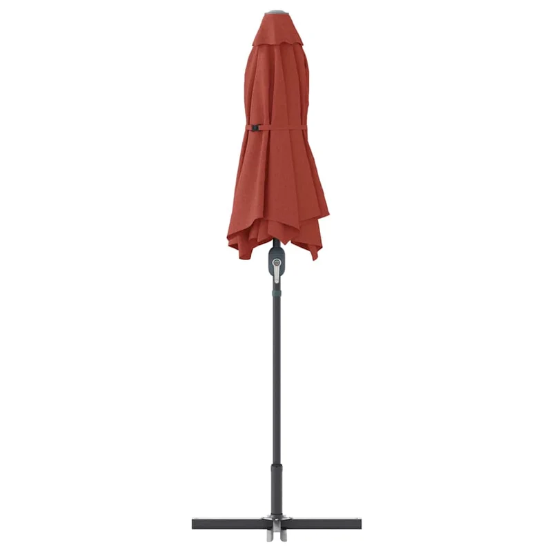 Parasol de jardin pliant moderne 370 x 197 x 239 cm pratique durable ambiance contemporaine en polyester terre cuite 02_0058746