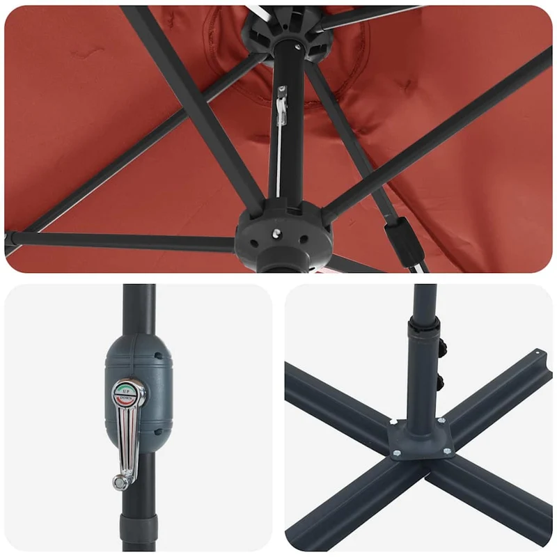 Parasol de jardin pliant moderne 370 x 197 x 239 cm pratique durable ambiance contemporaine en polyester terre cuite 02_0058746