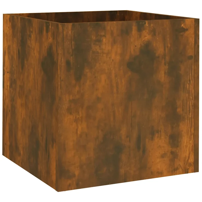 Jardinière en bois d'ingénierie 40 x 40 x 40 cm résistance humidité style moderne en chêne fumé 02_0048428