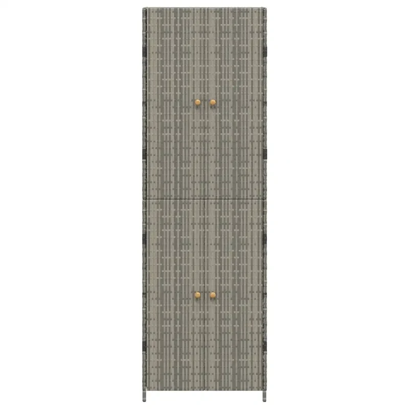 Armoire de rangement jardin 59 x 40 x 180 cm design fonctionnelle 4 compartiments en résine tressée gris 02_0046637