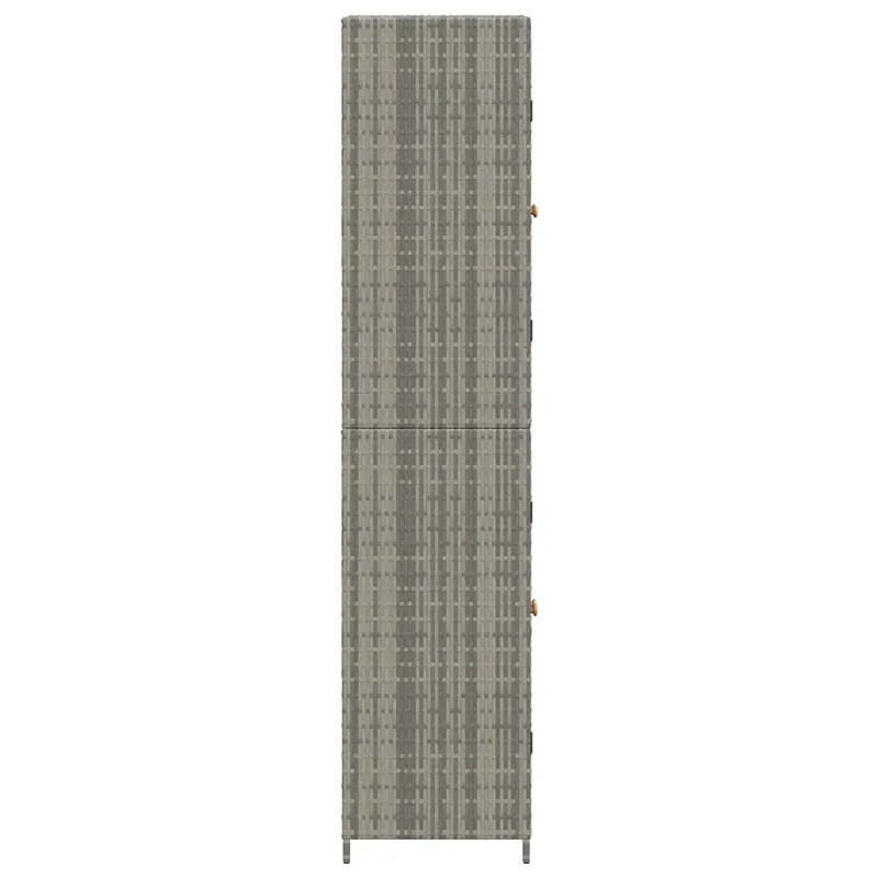 Armoire de rangement jardin 59 x 40 x 180 cm design fonctionnelle 4 compartiments en résine tressée gris 02_0046637
