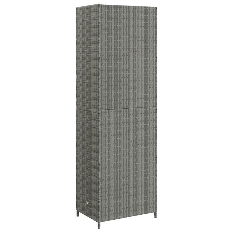 Armoire de rangement jardin 59 x 40 x 180 cm design fonctionnelle 4 compartiments en résine tressée gris 02_0046637