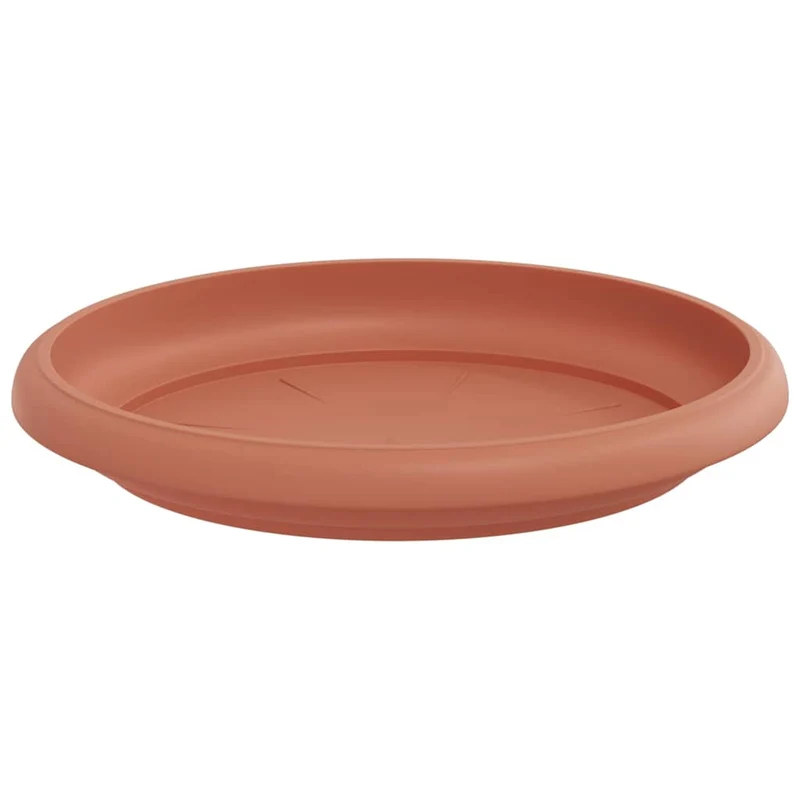 Lot de 24 plateaux à fleurs ronds modernes 14 x 2 cm ergonomiques intérieur extérieur en plastique rouge brique 02_0059346