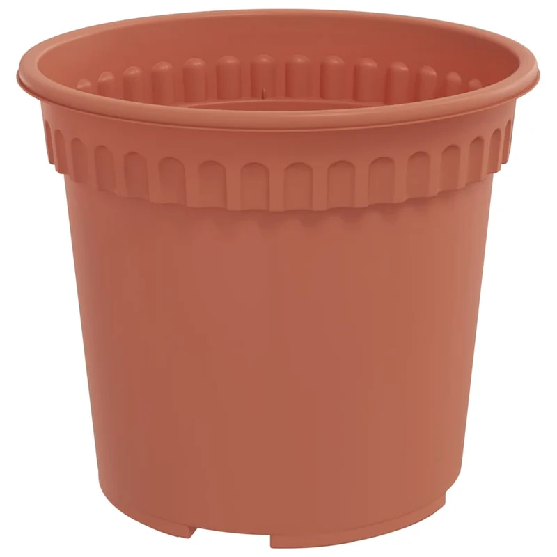 Lot de 6 pots à fleurs ronds modernes 15 x 15 x 12 cm couleur chic en plastique rouge brique 02_0059308