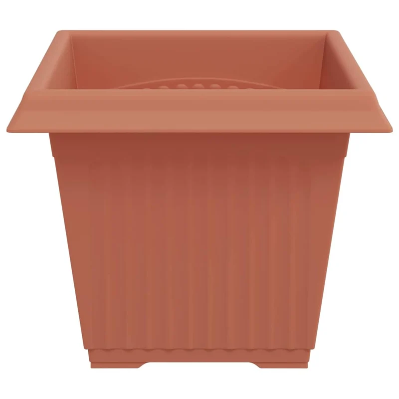 Lot de 24 pots de fleurs carrés design minimaliste intérieur extérieur 43 x 43 x 33 cm en plastique rouge brique 02_0059371