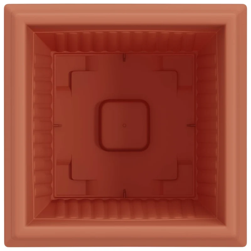 Lot de 24 pots de fleurs carrés design minimaliste intérieur extérieur 43 x 43 x 33 cm en plastique rouge brique 02_0059371