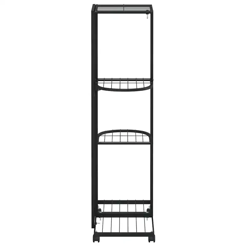 Jardinière à 4 niveaux avec roulettes design moderne intérieur 44 x 23 x 80 cm en fer noir 02_0047082