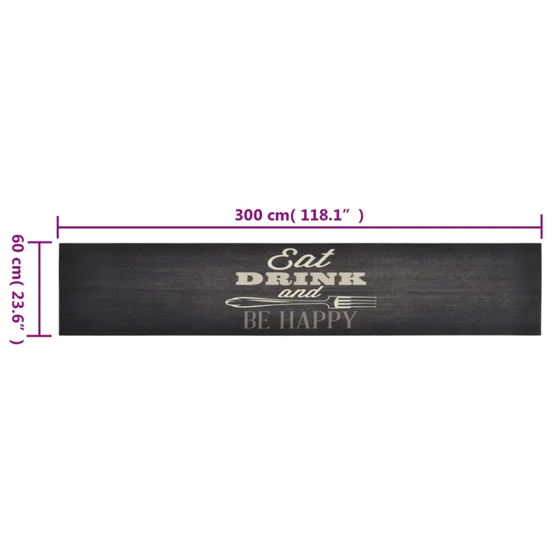 Tapis de cuisine lavable design élégant doux 300 x 60 cm antidérapant en velours noir 02_0046052