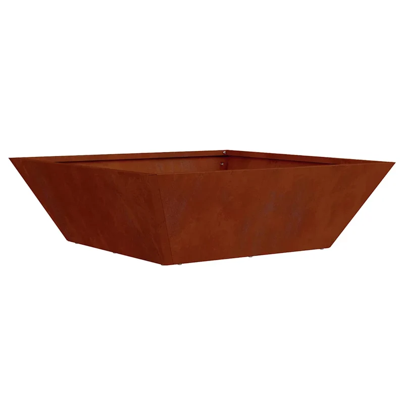 Cache-pot de jardin trapézoïdal moderne extérieur 50 x 50 x 15 cm en acier rouillé 02_0052394