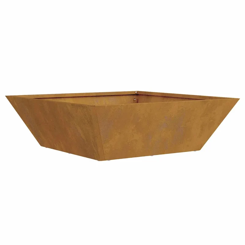 Cache-pot de jardin trapézoïdal moderne extérieur 50 x 50 x 15 cm en acier rouillé 02_0052394