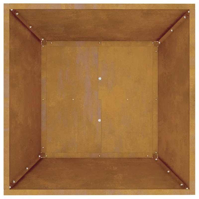 Cache-pot de jardin trapézoïdal moderne extérieur 50 x 50 x 15 cm en acier rouillé 02_0052394