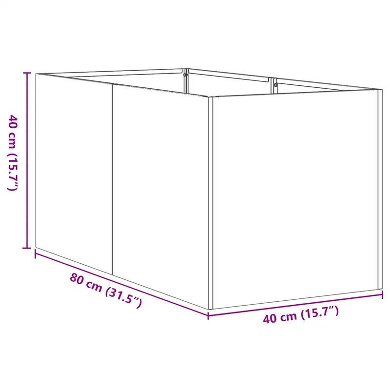 Jardinière moderne pour jardin balcon 40 x 80 x 40 cm avec fond ouvert élégante en acier galvanisé 02_0051521