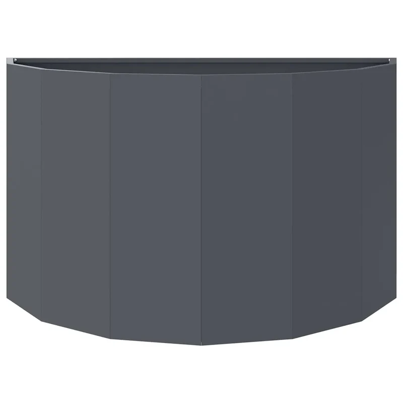 Jardinière demi-ronde moderne jardin 90 x 45 x 50 cm facile à assembler en acier anthracite 02_0052952