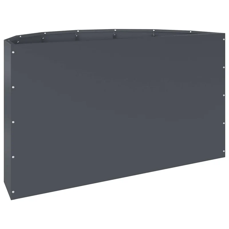 Jardinière demi-ronde moderne jardin 90 x 45 x 50 cm facile à assembler en acier anthracite 02_0052952