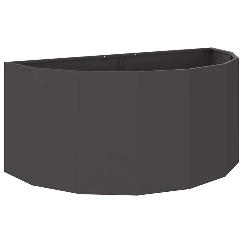 Jardinière demi-ronde moderne extérieur 120 x 60 x 50 cm finition mate en acier noir 02_0052943