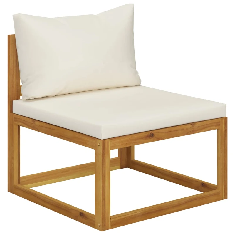 Salon de jardin meuble d'extérieur ensemble de mobilier 7 pièces avec coussin crème bois d'acacia solide 02_0017060