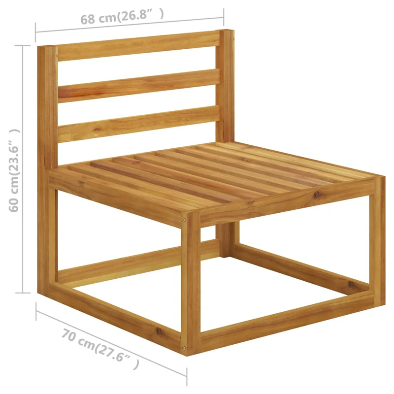 Salon de jardin meuble d'extérieur ensemble de mobilier 7 pièces avec coussin crème bois d'acacia solide 02_0017060