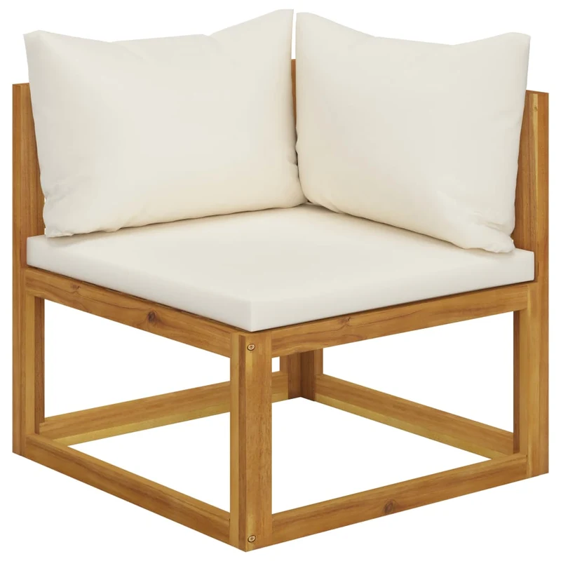 Salon de jardin meuble d'extérieur ensemble de mobilier 6 pièces avec coussin crème bois d'acacia solide 02_0016623