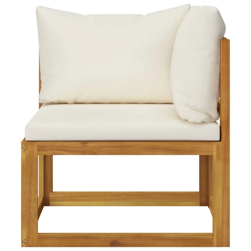 Salon de jardin meuble d'extérieur ensemble de mobilier 6 pièces avec coussin crème bois d'acacia solide 02_0016623