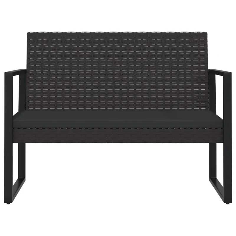 Banc de jardin meuble de patio d'extérieur terrasse avec coussins noir 106 cm résine tressée 02_0011636