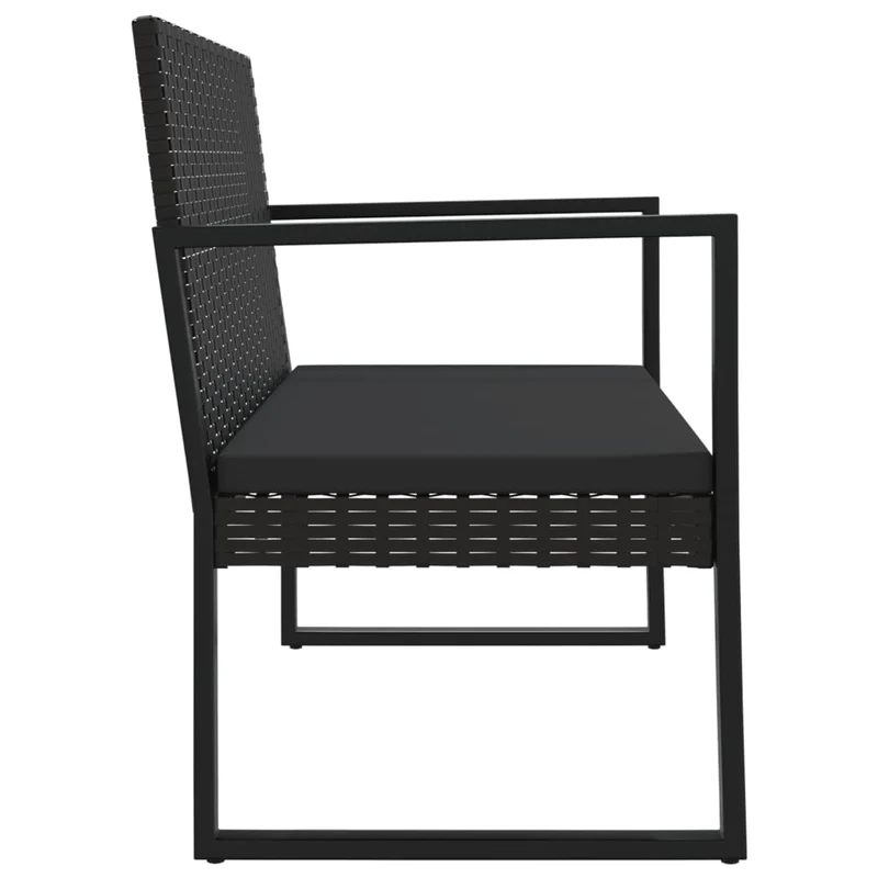 Banc de jardin meuble de patio d'extérieur terrasse avec coussins noir 106 cm résine tressée 02_0011636