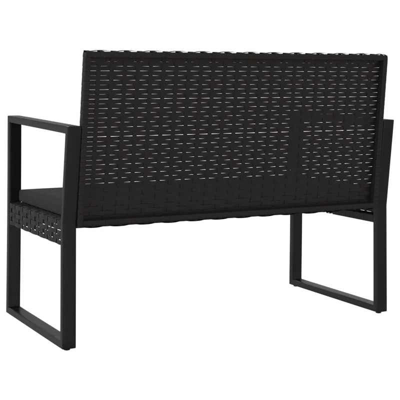 Banc de jardin meuble de patio d'extérieur terrasse avec coussins noir 106 cm résine tressée 02_0011636