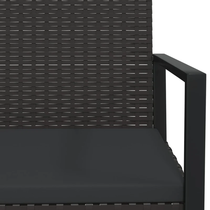 Banc de jardin meuble de patio d'extérieur terrasse avec coussins noir 106 cm résine tressée 02_0011636