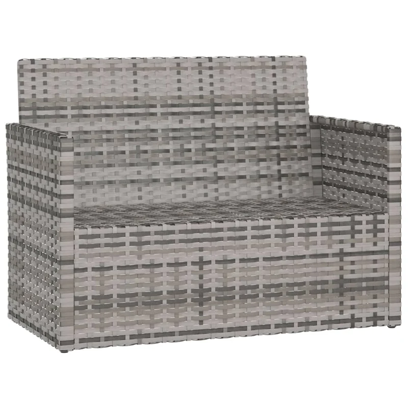 Banc de jardin meuble de patio d'extérieur terrasse avec coussins gris 105 x 56 x 75 cm résine tressée 02_0011630