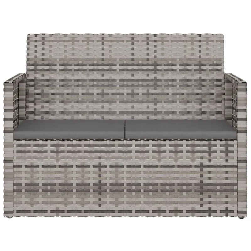 Banc de jardin meuble de patio d'extérieur terrasse avec coussins gris 105 x 56 x 75 cm résine tressée 02_0011630