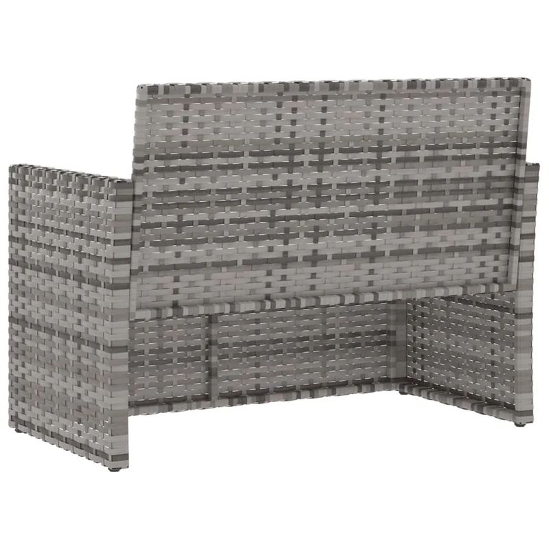 Banc de jardin meuble de patio d'extérieur terrasse avec coussins gris 105 x 56 x 75 cm résine tressée 02_0011630