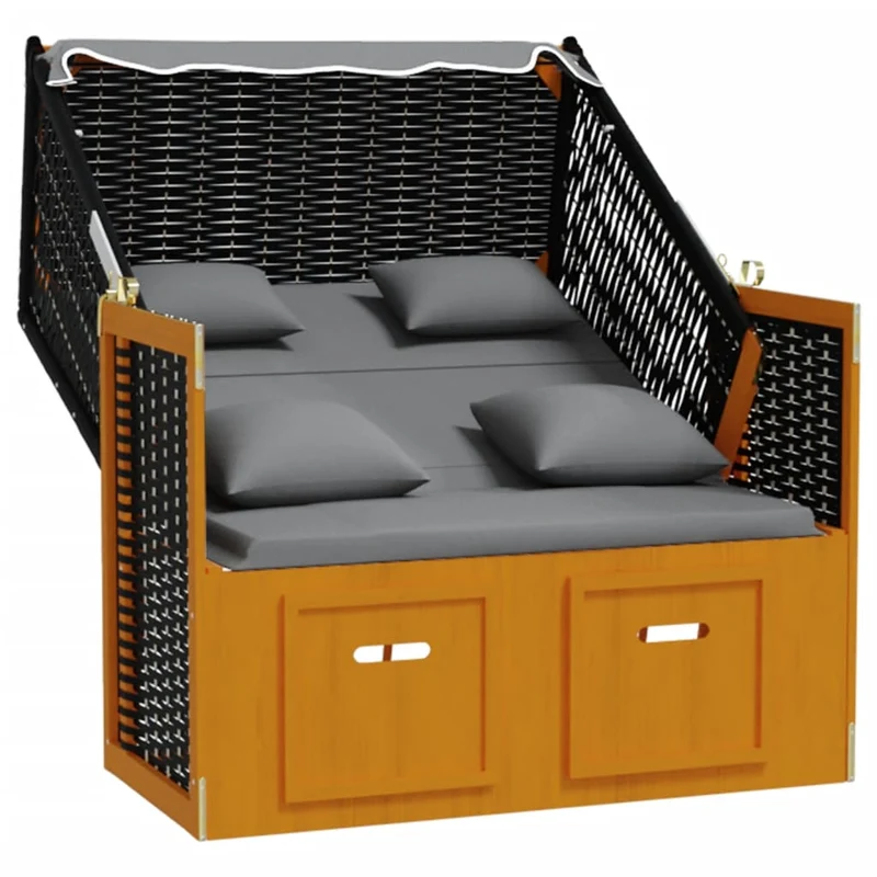Strandkorb avec coussin résine tressée bois solide anthracite 02_0012172