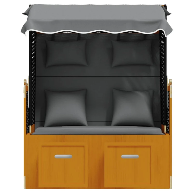 Strandkorb avec coussin résine tressée bois solide anthracite 02_0012172