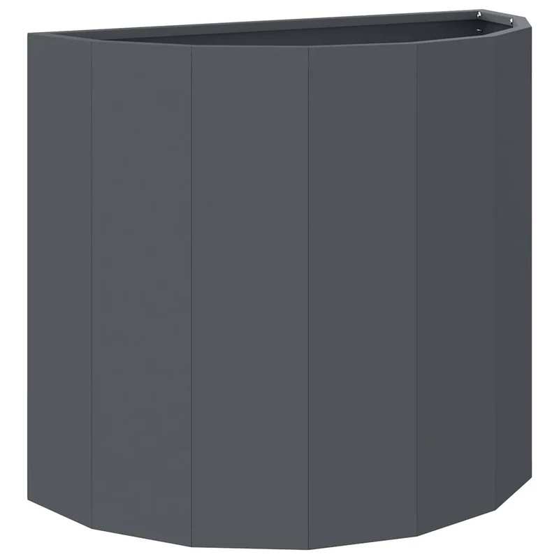 Jardinière demi-ronde moderne pour extérieur 60 x 30 x 50 cm espace créatif en acier anthracite 02_0052959
