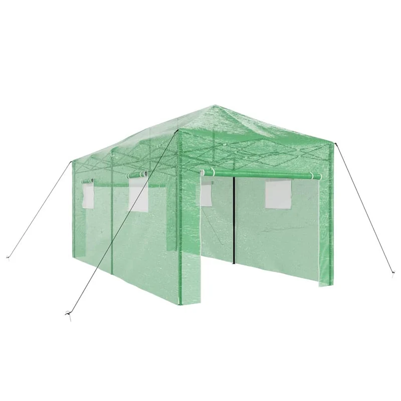 Serre de jardin pliable moderne design spacieux 290 x 580 x 315 cm en fer vert 02_0058862