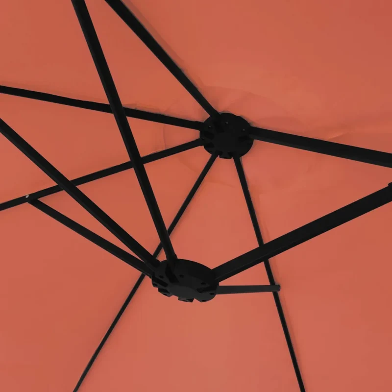 Parasol de jardin à double tête avec LED 449 x 265 x 245 cm ambiance chaleureuse design moderne en polyester terre cuite 02_0047382
