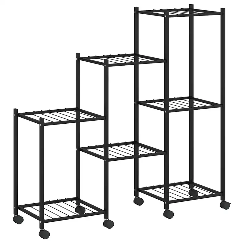 Jardinière sur roues moderne 83 x 25 x 83 cm espace spacieux design flexible en fer noir 02_0047096