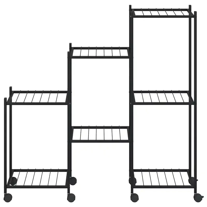 Jardinière sur roues moderne 83 x 25 x 83 cm espace spacieux design flexible en fer noir 02_0047096