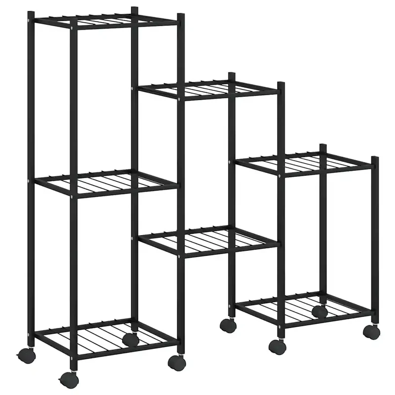 Jardinière sur roues moderne 83 x 25 x 83 cm espace spacieux design flexible en fer noir 02_0047096