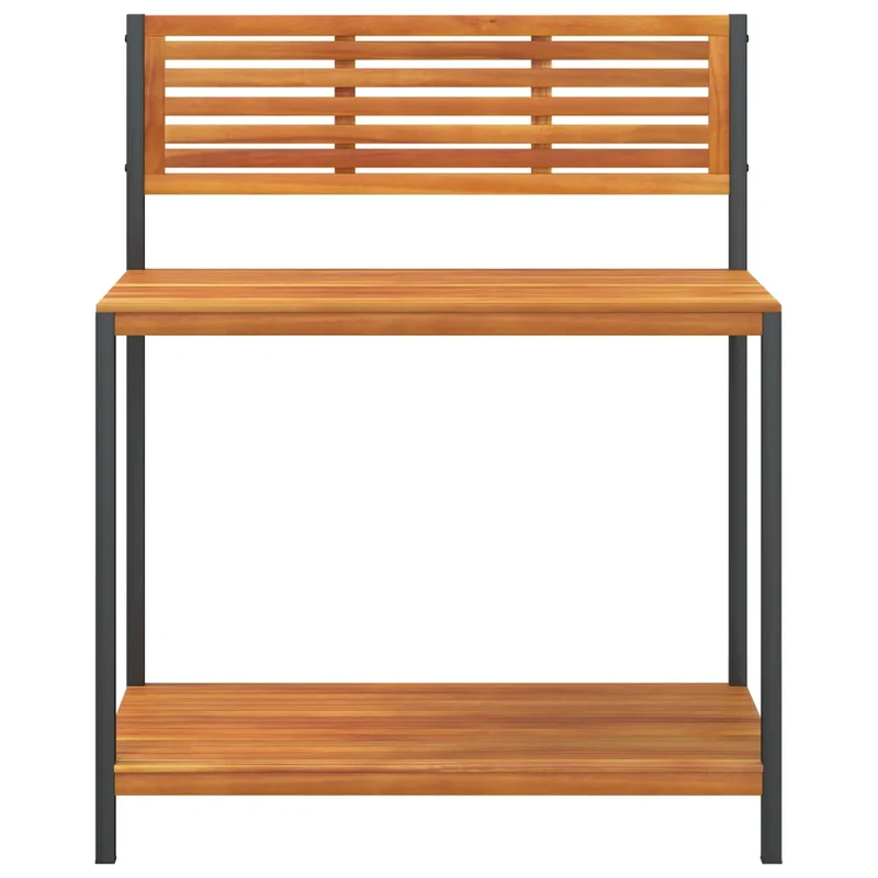Table de jardin en bois d'acacia massif avec étagères 90 x 50 x 110 cm espace de rangement pratique en acacia brun 02_0047457