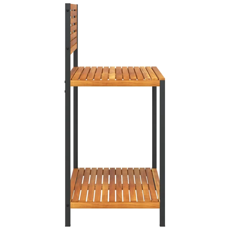 Table de jardin en bois d'acacia massif avec étagères 90 x 50 x 110 cm espace de rangement pratique en acacia brun 02_0047457